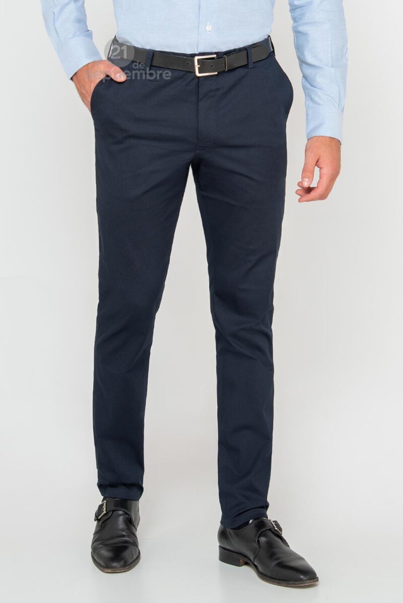 Pantalón Gabardina 5 Onzas con Spandex Slim Fit color azul
