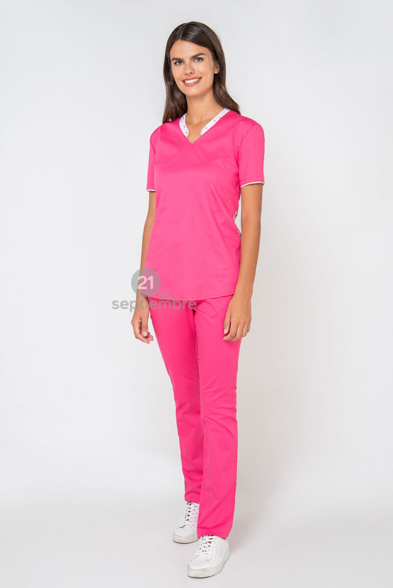 Ambo liso con spandex color rosa