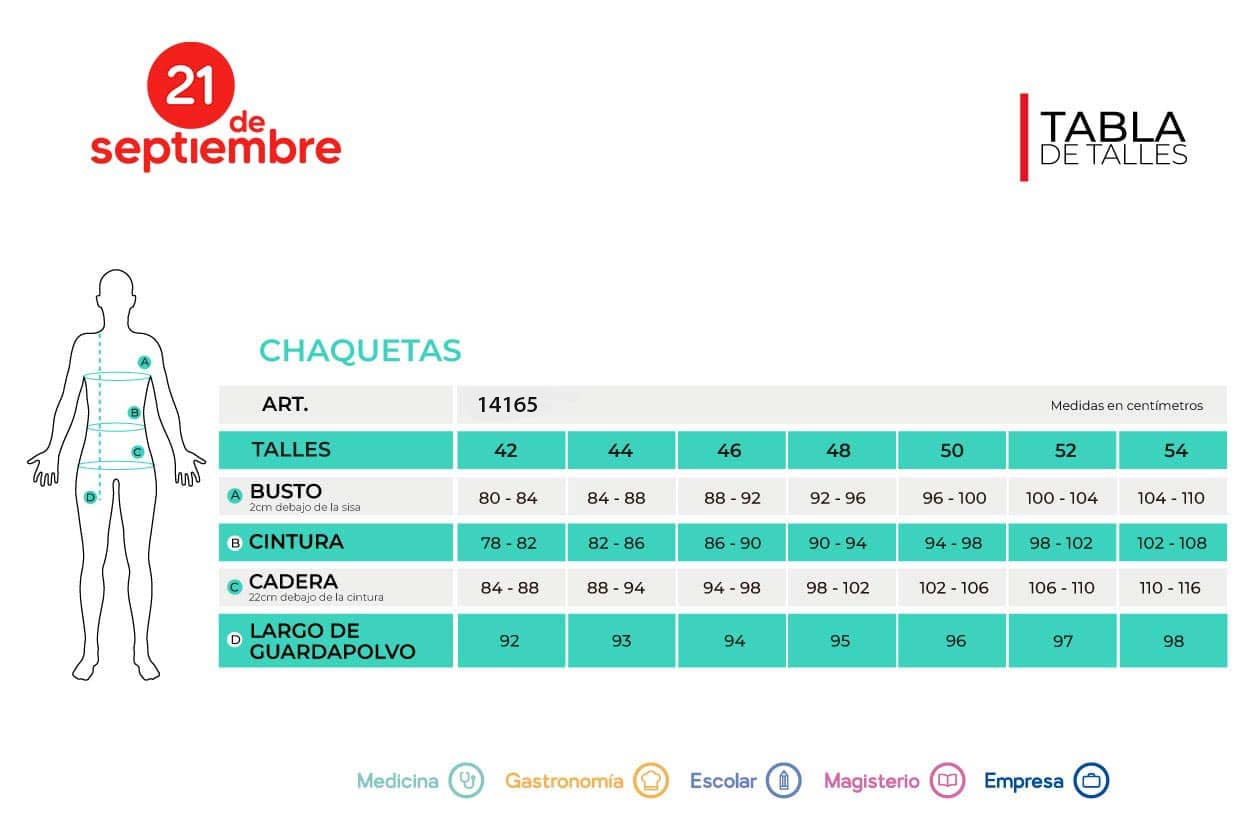 art 14165 tabla de talles