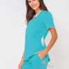 Ambo liso con spandex color turquesa