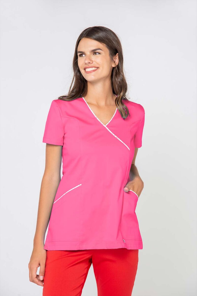 Casaca combinada con spandex color rosa