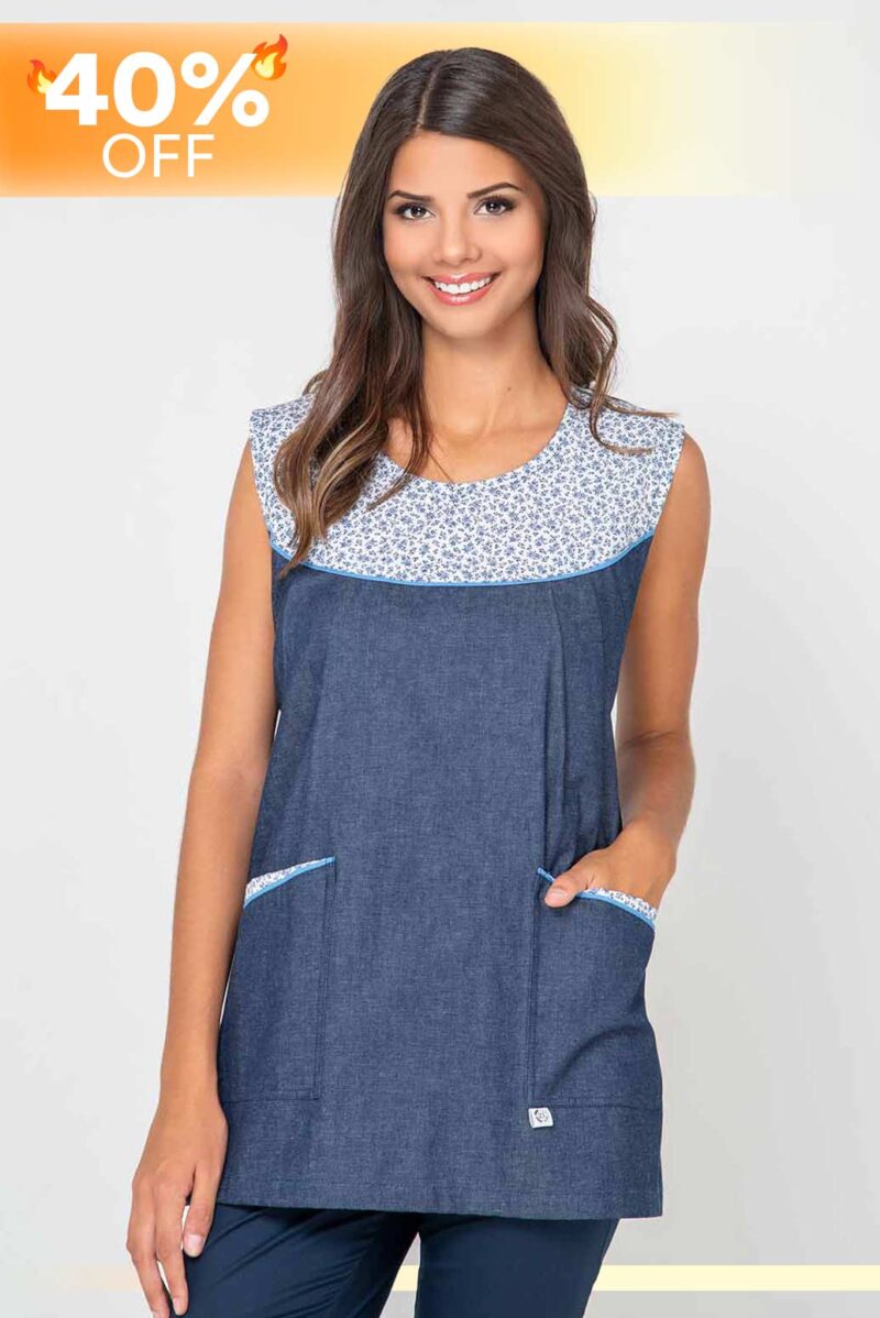 Poncho de jean con canesú liberty - Art 17006